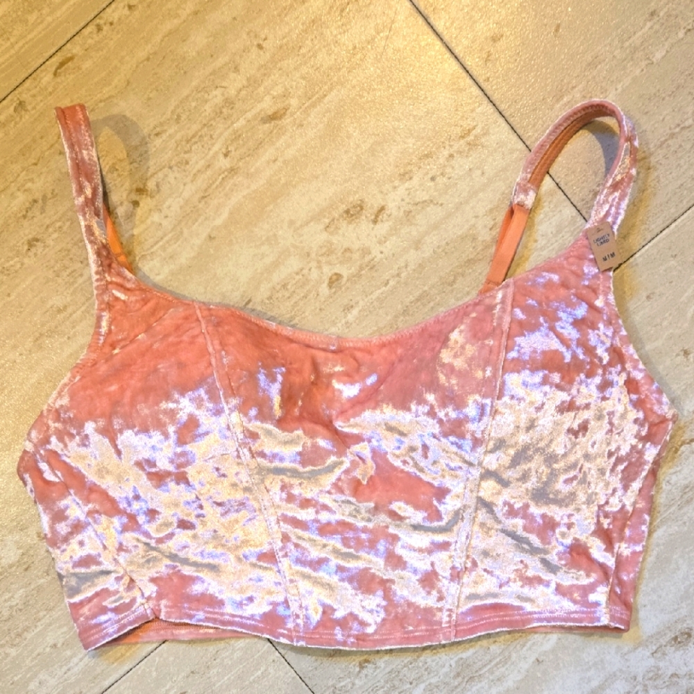 New PINK Victoria's Secret Crushed Velvetly Pink Lightly Lined Wireless Bralette